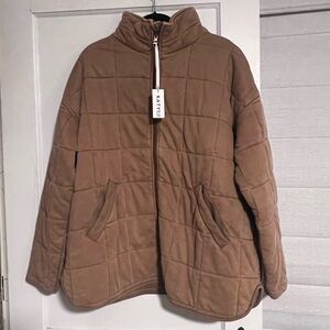 Katy Did XXL Tan Quilted Puffer Jacket